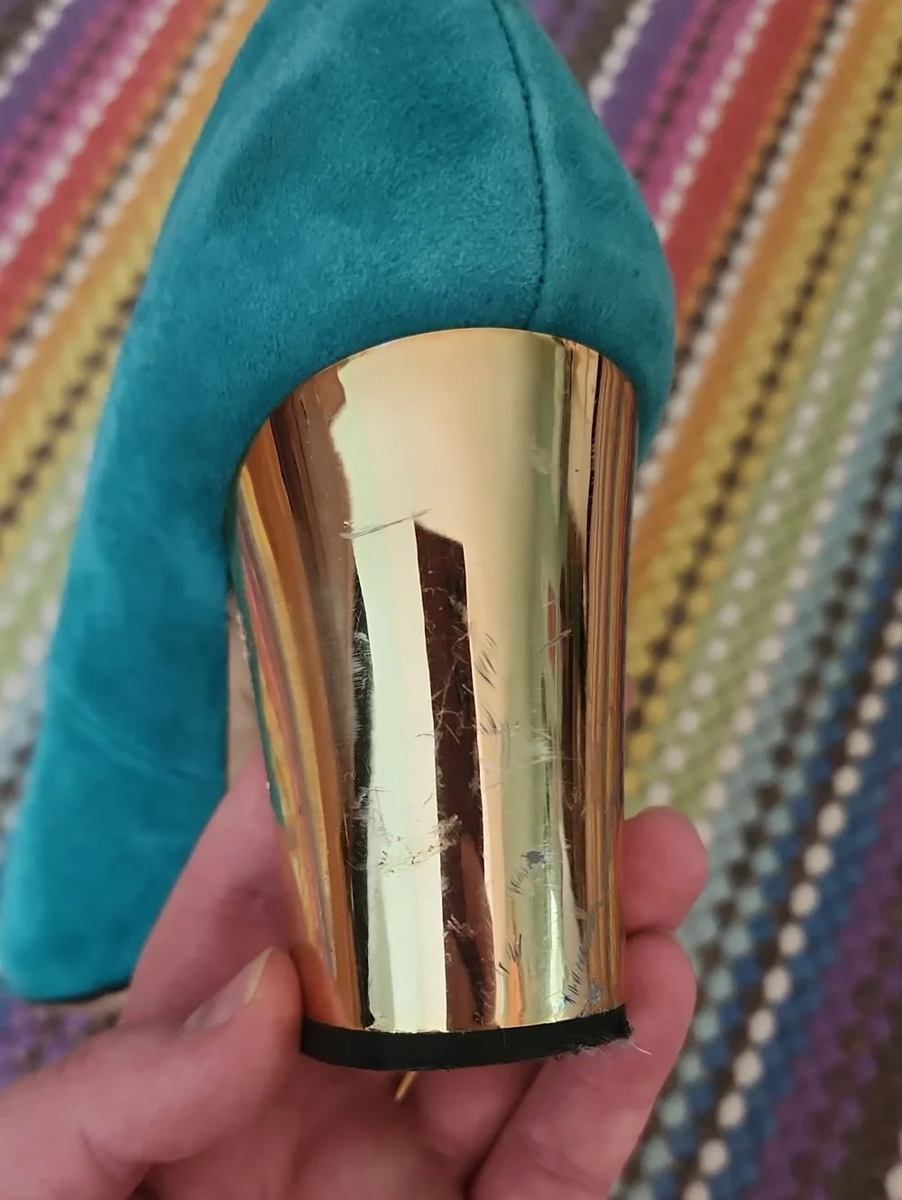 Dolce Vida Teal Suede Pumps With Gold Heel Size 8